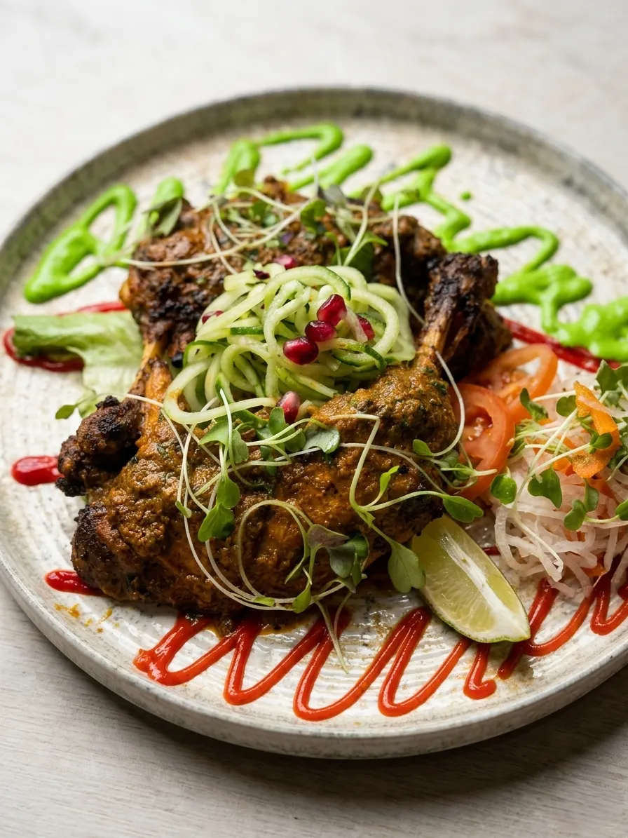 Bhatti Murg rustic fire-roasted chicken with rumali roti at Ghazal Fine-Dine Restaurant in Tamarack Edmonton